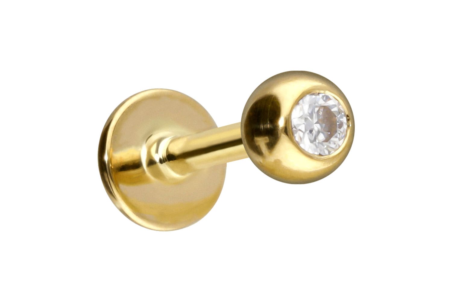 14/18 Karat Gold Labret Piercing MOISSANIT